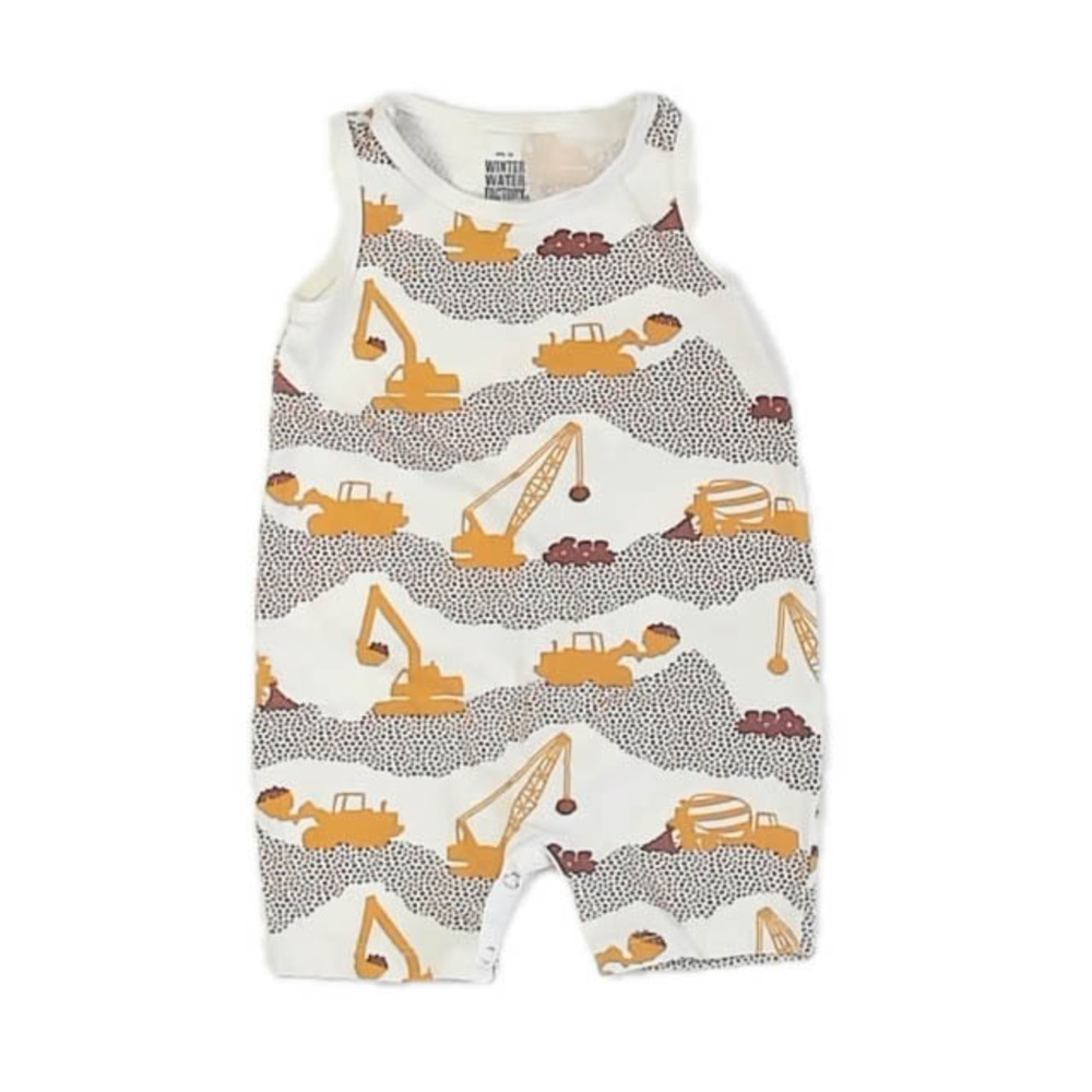 Winter Water Factory Boys Yellow Tractors Romper size: 3 Months